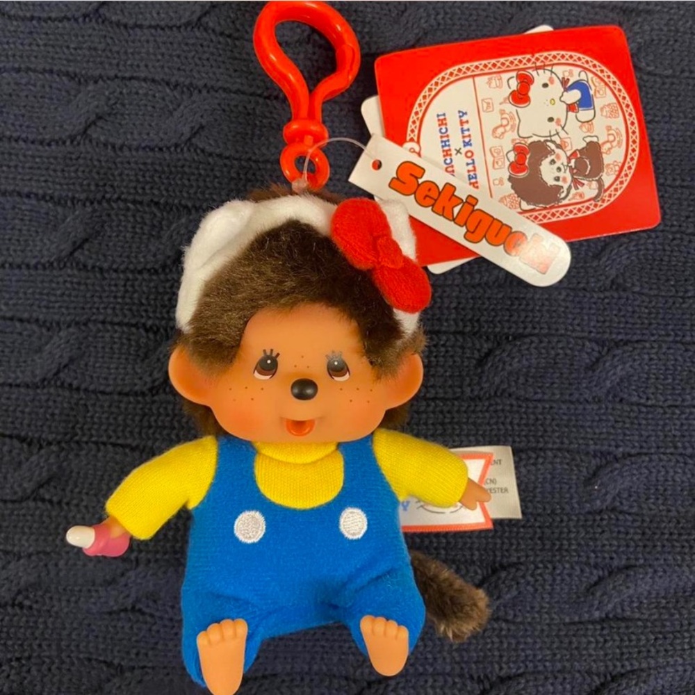 Hello Kitty x Monchhichi Plush Keychain